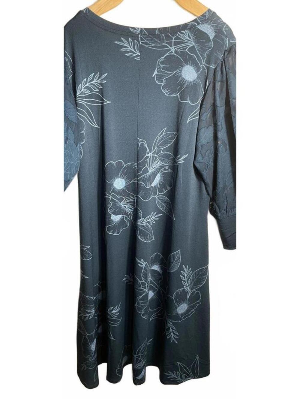 LuLaRoe Dress Women's Medium Blue Floral Long Sleeve Boho - Picture 3 of 5
